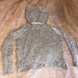 Green and white knit hoodie